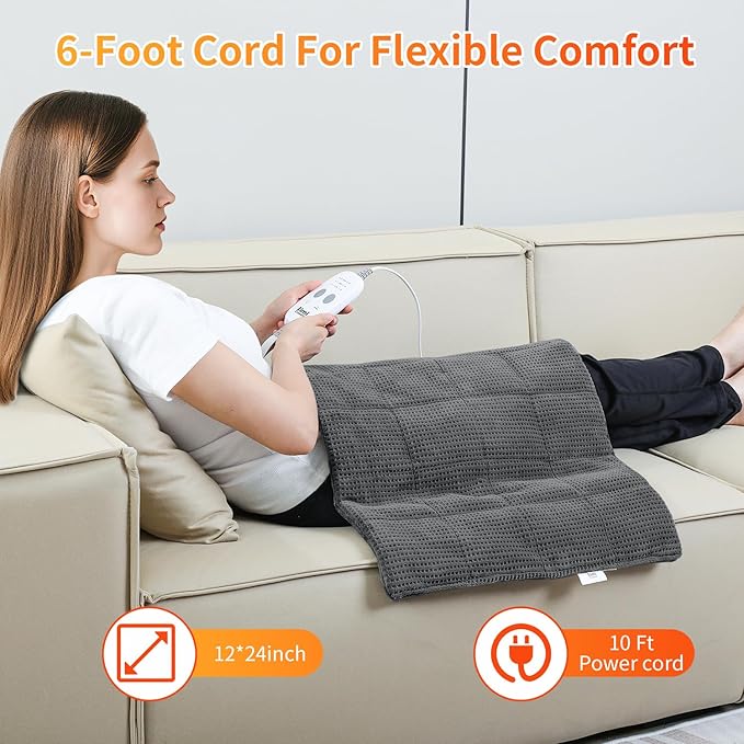 Heating Pad for Back - Weighted Heated Pad for Neck, Shoulder, Cramps and Knee, 3 Massage Modes & 3 Heat Levels, Auto Shut Off, Warm Gifts for Adult, 33"x18"