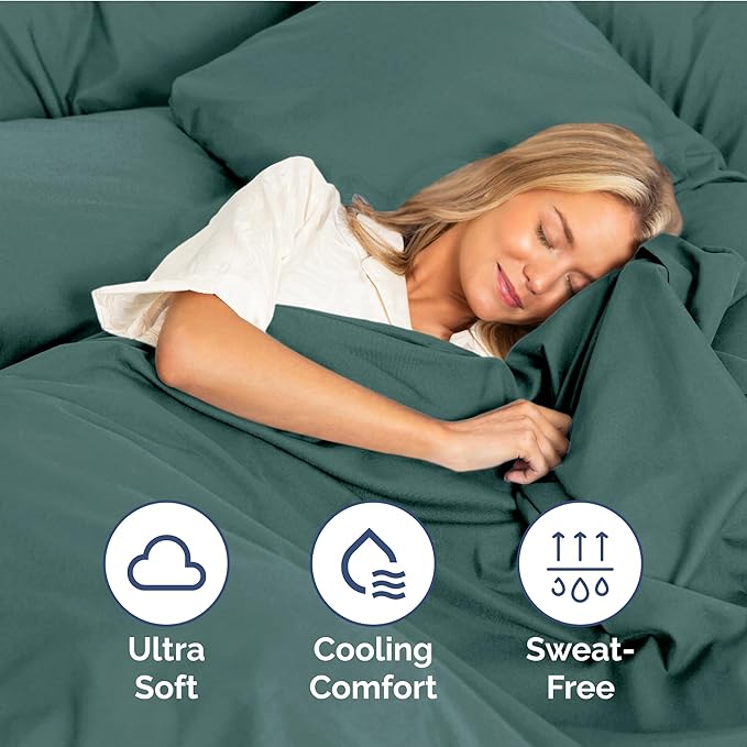 Twin Size 3 Piece Sheet Set - Extra Soft, Breathable & Cooling Sheets - Hotel Luxury Durable Bed Sheets for Women & Men - Deep Pockets, Easy-Fit & Wrinkle-Free Sheets - Dusty Teal Oeko-Tex Bed Sheets