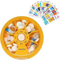 INVODA Weekly Pill Organizer with 77 Pre-Cut Medication Labels – 7 Compartment Rotating Medicine Box Daily Pill Case for Vitamins, Fish Oil & Prescriptions – BPA-Free Plastic – Compact Travel Size