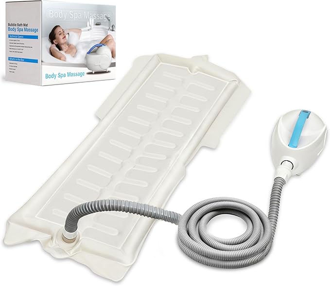 Home Spa Relaxation with Our Premium Bubble Bath Mat, Featuring Adjustable 3-Speed Hydrotherapy Jets, Secure Non-Slip Suction Cups, and an Ultra-Quiet Motor for a Luxurious, Portable Bathtub Spa