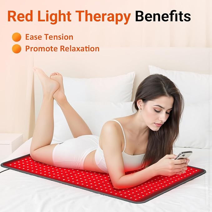 Comfytemp 41.5'' x 26'' Red Light Therapy Mat for Body, Large Near Infrared Light Therapy Pad with 560 LEDs, 660nm & 850nm Light Blanket for Back Belly Knee Waist Leg Joint Muscle, 96W