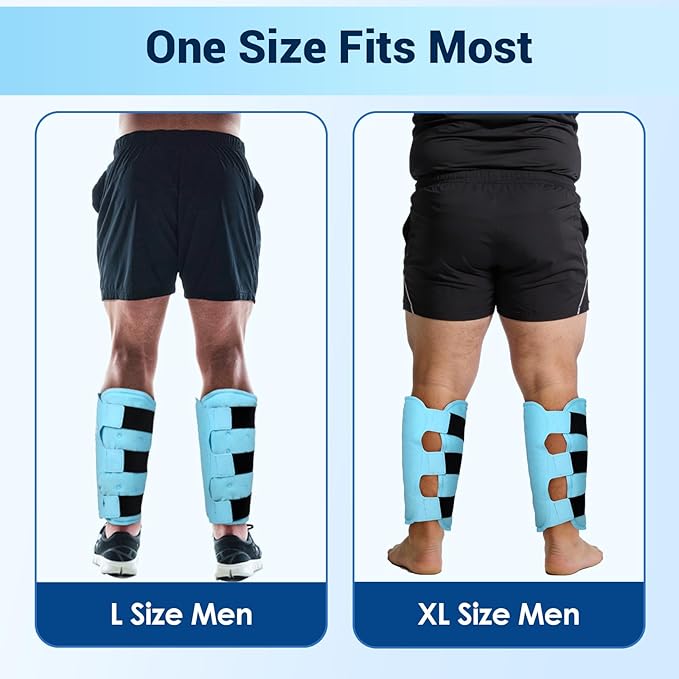 Comfytemp Extra Large Calf Shin Splint Ice Packs for Injury Reusable Gel, Knee Cold Pack, Hot Cold Compress Sleeve for Swelling, Tendonitis, Elbow, Leg, After Surgery Choice, 2 Pcs, L - XL
