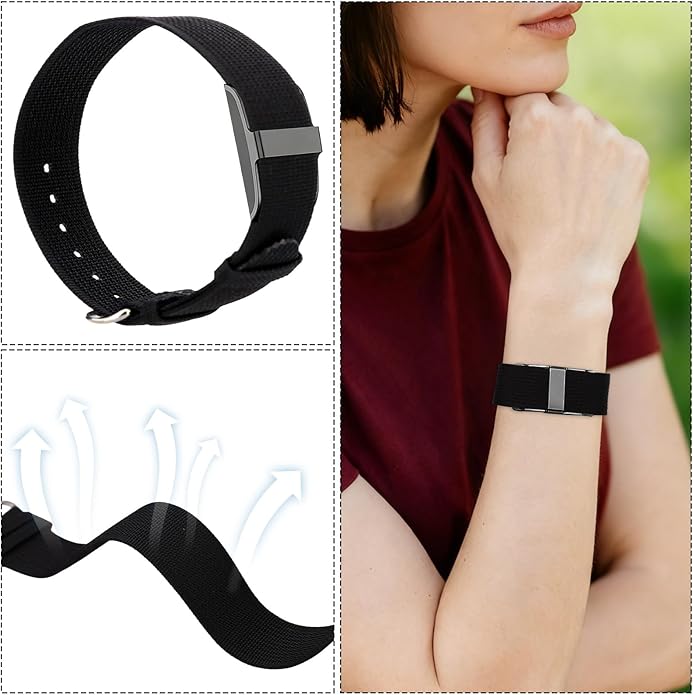 Replacement Nylon Loop for Hume Band, Soft Breathable Woven Wristband with Adjustable Metal Buckle for Hume Health Band Fitness Tracker All-Day Comfort Wear