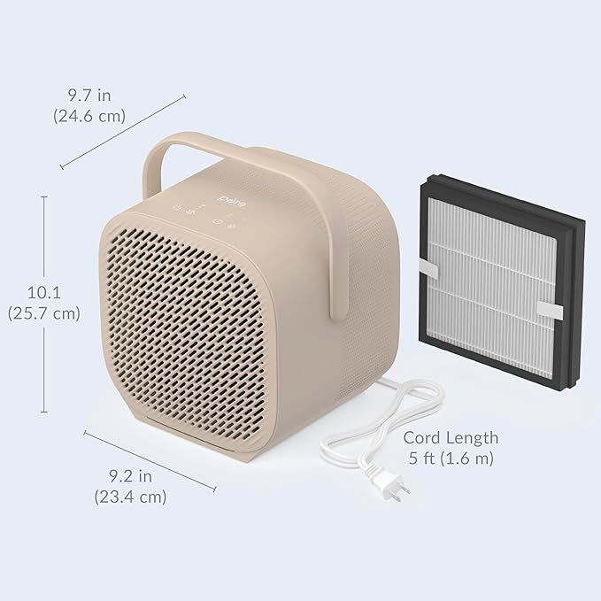 Pure Enrichment PureZone DUO Tabletop Air Purifier – True HEPA, Dual Direction Airflow, 3-Stage Filtration Captures Dust, Smoke, Odors - Large Rooms up to 615 sq. ft. (Sweet Oat)