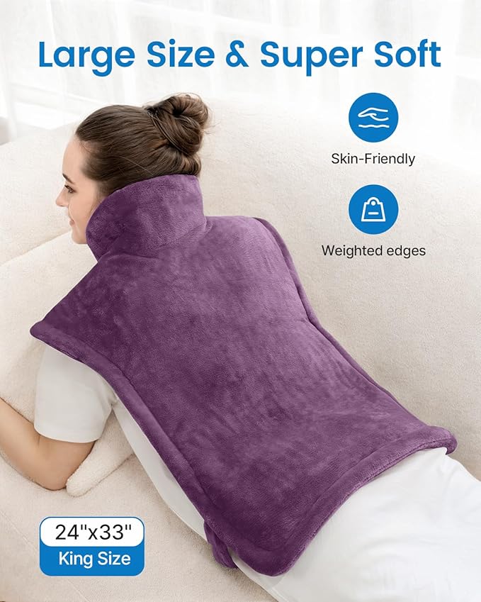 RENPHO Electric Heating Pad for Back, Mothers Day Gifts & Birthday Gifts for Women Men Mom Dad, FSA Eligible & HSA Store, Neck and Shoulder Heat Pad, Fast Heating, 24"x33", ETL Certified, Purple