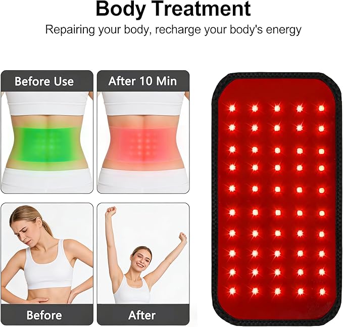 Red Light Therapy Belt for Body, Portable 660nm & 850nm Near Infrared & Red Light Therapy Device Features 4 Timer Modes for Back Waist Calves Arms for Women and Men（Black Lite）