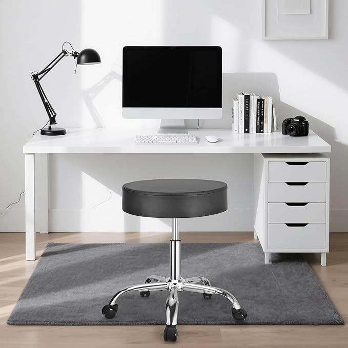 JOSTZHXIN Rolling Stool Height Adjustable Round Swivel Stool for Tattoo Salon Spa Massage, Home Office Chair