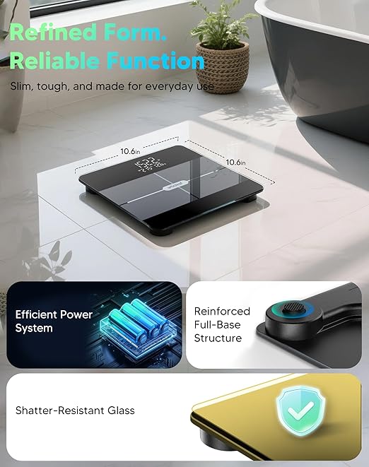 Arboleaf Smart Scale with BMI, Body Fat, Muscle Mass, Digital Bathroom Scale for Body Weight, 14 Body Composition Metrics, Large LED Display, Accurate Weighing Machine, App Sync, 400lbs, 10.2"