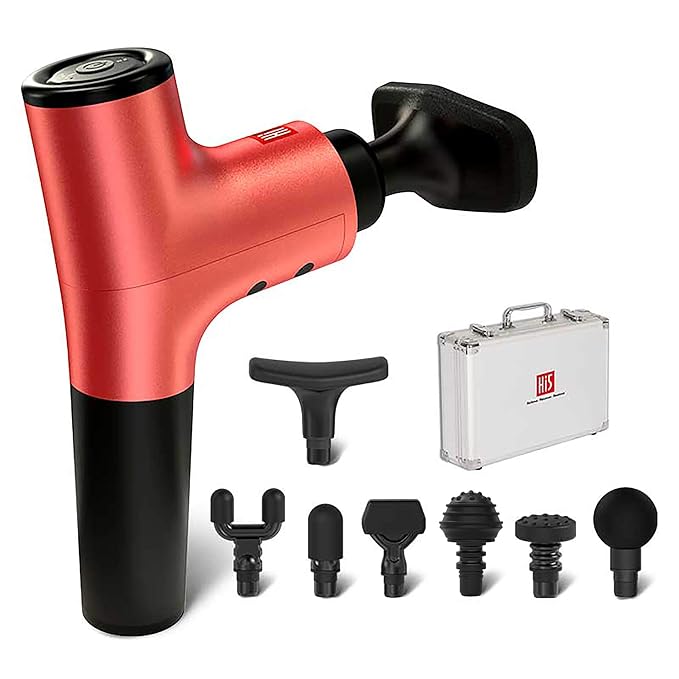 Master Massage Nova Vibration Personal Deep Tissue Massage Gun With 7 Head Attachment & Aluminum Carrying Case With Red Device, 1count (10239N)