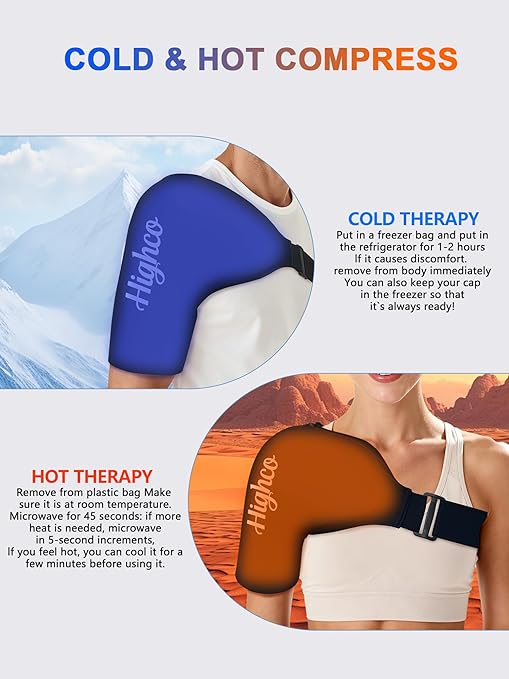 Shoulder Ice Pack Wrap for Rotator Cuff and Arm,Reusable Compression Cold Brace for Pain Relief & Muscle Relaxation,Tendonitis,Swelling,Discomfort After Surgery,Hot &Cold Therapy Ice Pack for Shoulder (Large-Black)