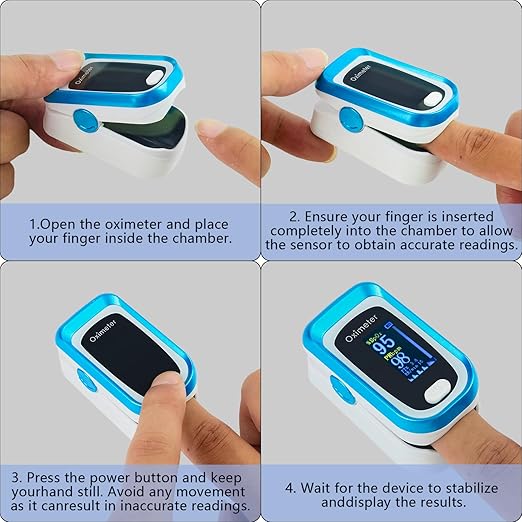 Blood Oxygen Saturation Monitor Fingertip Pulse Oximeter Blood Oxygen Monitor Fingertip Including Battery and Lanyard Suitable for Both Adults and Children-