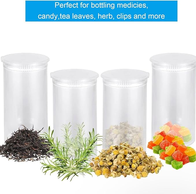 100Pcs Empty Pill Bottles with Caps, 13 Dram Empty Prescription Vial, Waterproof Airtight Joint Pill Bottles with Pop Top Caps, Medicine Container for Pill, Crafts, Candy, Supplements(Clear)