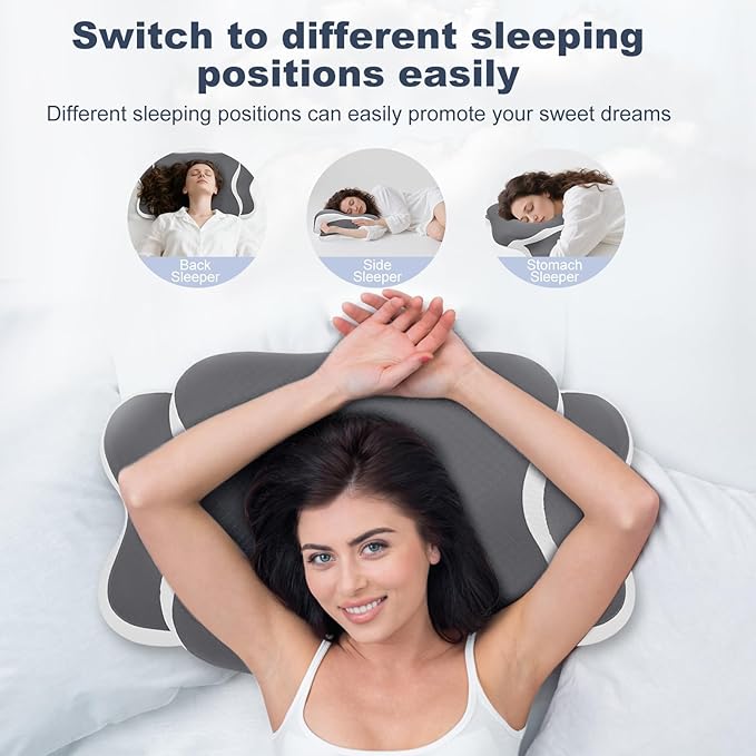 Sleep Apnea Pillow, Ergo Pillow for Sleep Apnea, Cervical Neck Pillow for Neck Pain Relief, Sleeping, and Snoring Relief, Orthopedic Therapy Memory Foam Contour Cooling Pillow for Side, Back