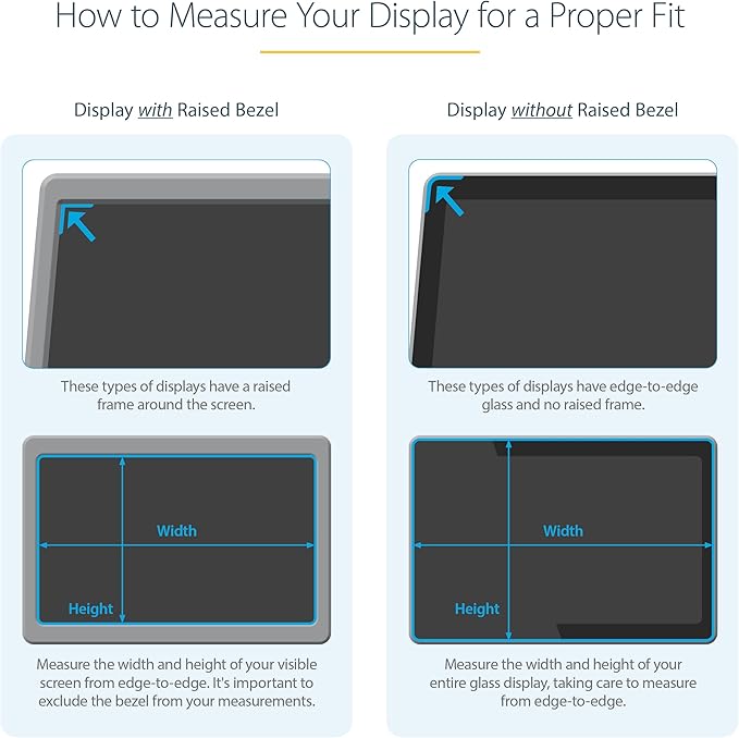 StarTech.com Monitor Privacy Screen for 23.8" Display - Computer Screen Security Filter - Blue Light Reducing Screen Protector Film - 16:9 Widescreen -Matte/Glossy - +/-30 Degree, TAA