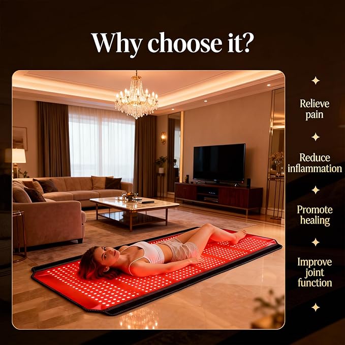 Full Body Red Light Therapy Mat, 74.8"*35.4" Whole Red Light Therapy Blanket with 3 Light Modes & 5 Working Modes, 1260 LEDs redlight with 660nm & 850nm for Men, Women, Pets