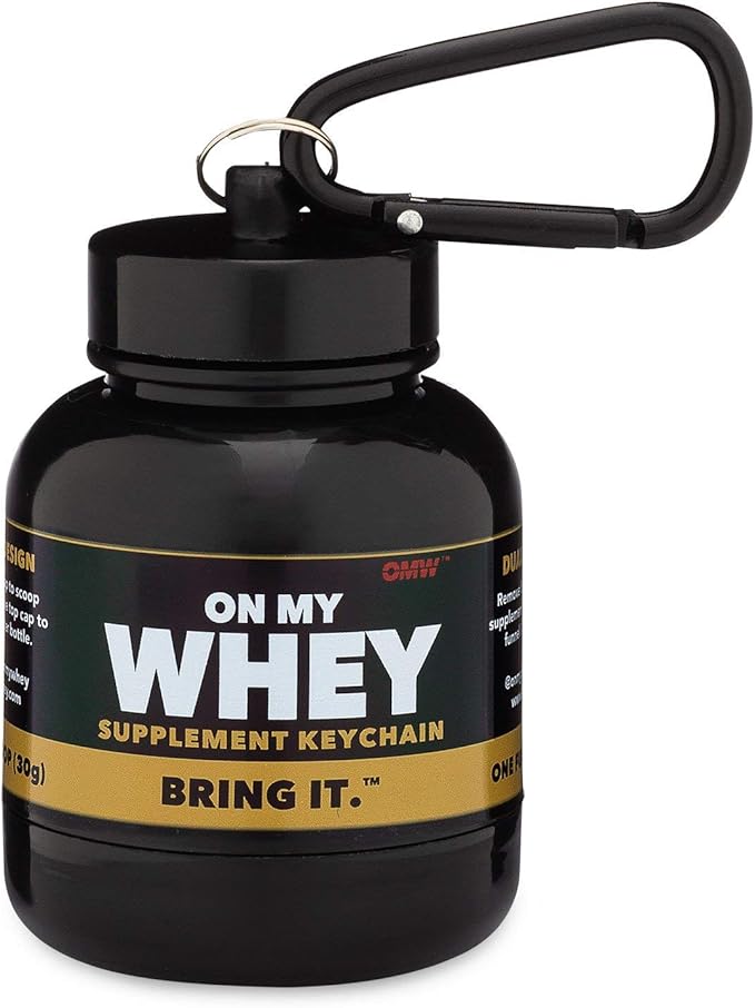 OnMyWhey - Protein Powder and Supplement Funnel Keychain, Portable to-Go Container for The Gym, Workouts, Fitness, and Travel - TSA Approved, Combo 2-Pack w/ 1 Modern & 1 Classic