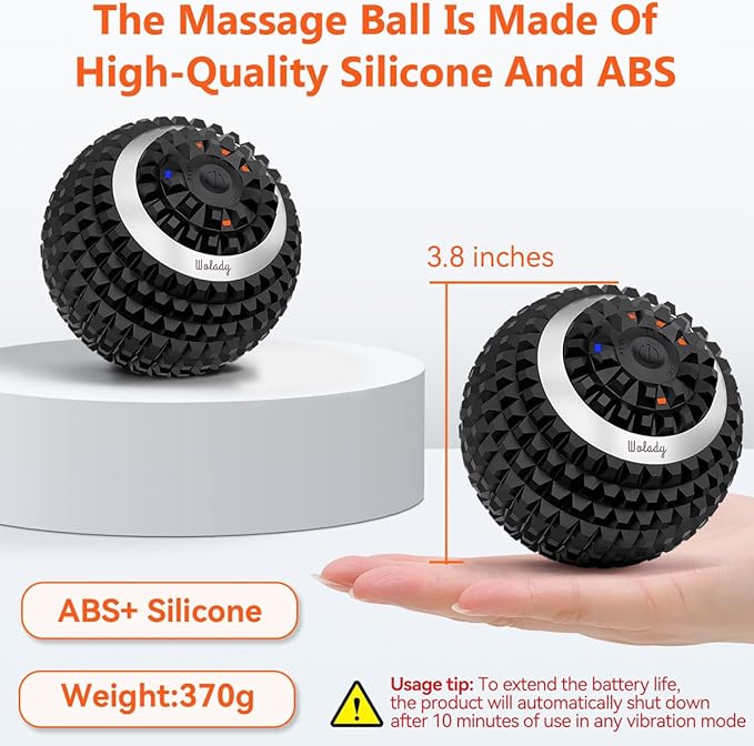Vibrating Massage Ball 4-Speed High-Intensity Fitness Yoga Massage Roller, Relieving Muscle Tension Pain & Pressure Massaging Balls (Black)