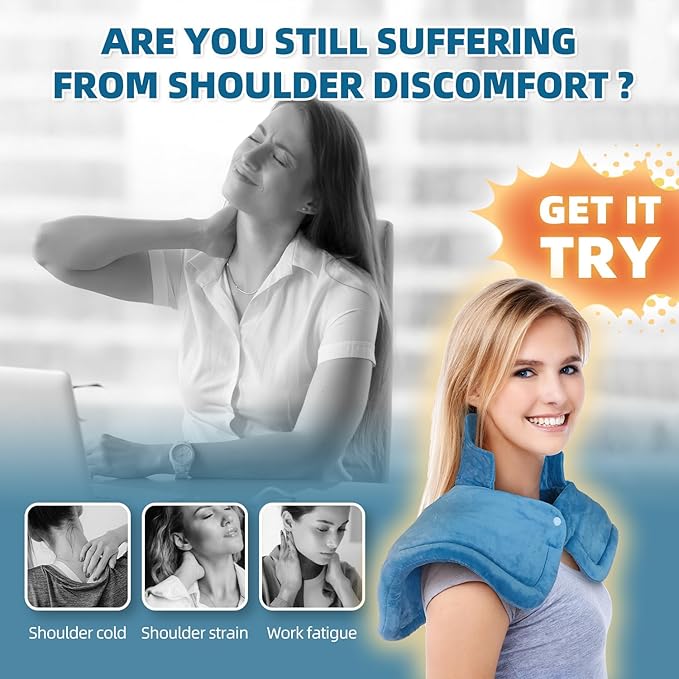Heating Pad for Neck and Shoulders, Weighted Electric Neck Heating Pad for Back Pain Relief 6 Heat Settings 4 Timers Auto Off Birthday Christmas Gifts for Women Mom Men Dad