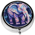 Purple Elephant Print Pill Box 3 Compartment Small Pill Case Portable Pill Box for Pocket Or Purse Cute Medicine Organizer Holder to Hold Vitamins Medication