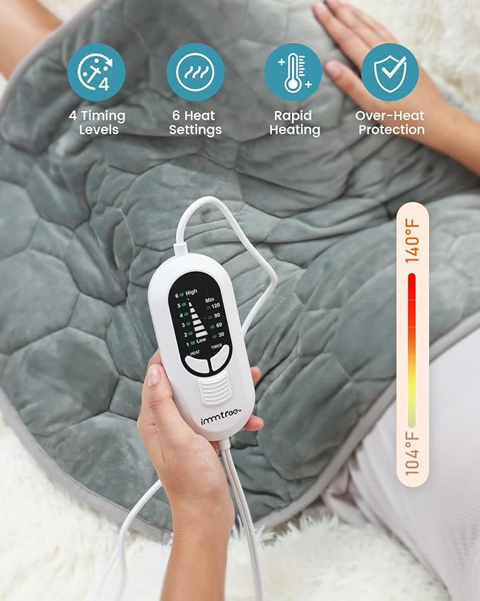 immtree Weighted Heating Pad for Deeper Pain Relief, 5lbs XXXL Size(29x24) with Fast Heat Technology, Heated Blankets for Adults, Relief for Back and Shoulder and Knee