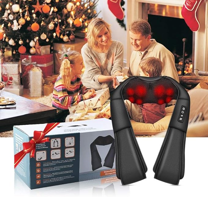 Neck Massager with Heat, Shiatsu Massager for Neck, Back, Shoulder, Foot and Leg, Deep Tissue 3D Kneading Massage for Relax Muscles at Home and Offie,Back Massagers for Women and Men
