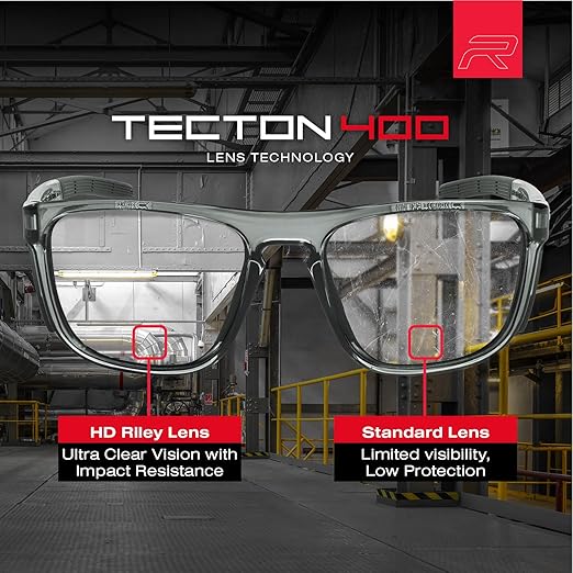 Riley Navigator X Safety Glasses – Anti-Fog, Scratch/Impact Resistant & UV Blocking HD Lenses, Lightweight Full-Frame for Work, Outdoors, & Active Lifestyles, Gray