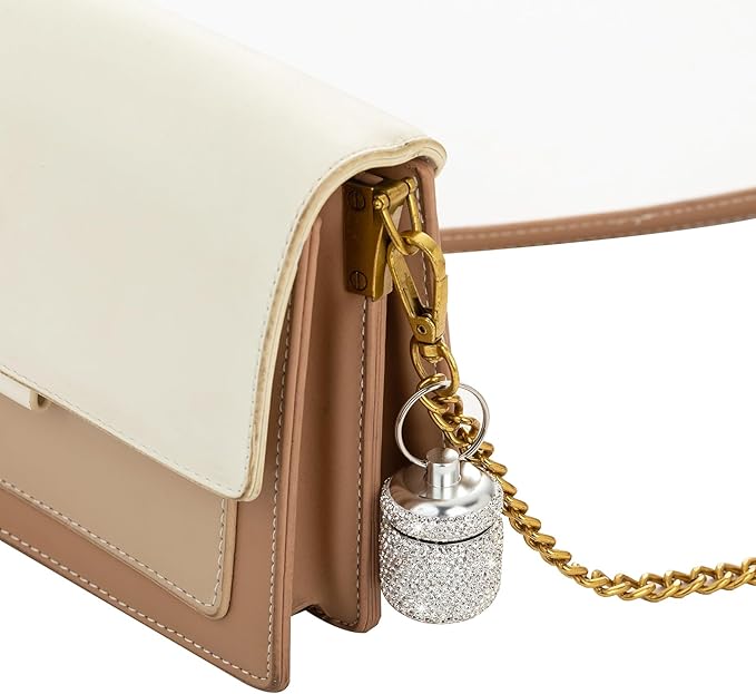 Keychain Pill Box Diamond Small Pill Organizer Medication Lock Box Cute Medicine Case for Purse Jewelry Ring Holder with Keychain Medicine Storage for Vitamin Supplement (AB)