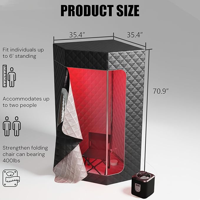 Portable Steam Sauna Tent for Home 3L Infrared Sauna for Indoor, Outdoor, Gym, Spa