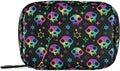 Travel Pill Organizer Bag Weekly Pill Organizer Case Goth Magic Skulls Portable Small Daily Pill Boxes for Vitamin Fish Oils Supplement Holder with Zipper Compact Size