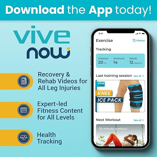 Vive Knee Ice Pack Wrap - Cold/Hot Gel Compression Brace - Heat Support Strap for Arthritis Pain, Tendonitis, ACL, Athletic Injury, Osteoarthritis, Women, Men, Running, Meniscus and Patella Surgery