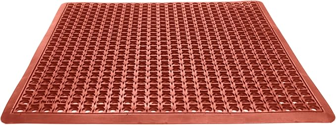 Rhino Mats, B-Series Anti-Fatigue Drain-Thru, Grease Proof, Non-Slip Drainage Floor Mat for Restaurant, Kitchen, Pool, Car Wash, Lab, Gyms, Workplace, Docks or Anywhere (Terra Cotta, 3' x 3' x 3/4")
