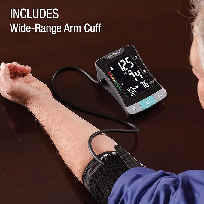 HealthSmart Digital Premium Blood Pressure Monitor with Automatic Upper Arm Cuff that Displays Blood Pressure, Pulse Rate and Irregular Heartbeat, Stores up to 120 Readings for 2 Users