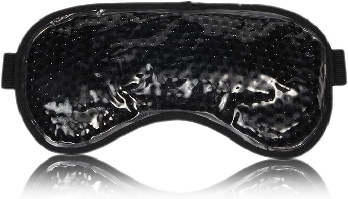 Cooling Eye Mask Reusable Gel Eye Mask for Puffy Eyes,Ice Eye Mask Cold Eye Mask Frozen with Plush Backing for Headache,Migrain,Stress Relief-Color Black