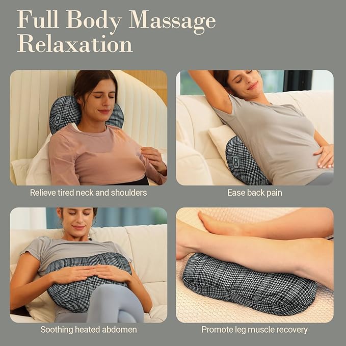 Back Massager for Pain Relief, Birthday Day Gifts for Women Men FSA Eligible HSA, Cordless 120min Neck and Back Massager, Plush Skin-Friendly Kneading Massage Pillow for Full Body Relaxation