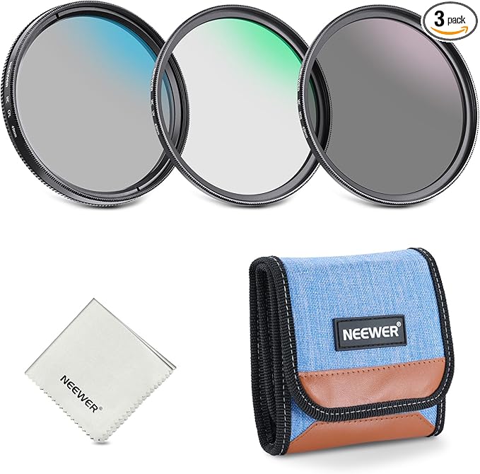 NEEWER 49mm UV CPL ND Lens Filter Kit, UV Protection + Circular Polarizing + Neutral Density (ND8) Camera Lens Filter Set with Multicoated Optical Glass, Slim Frame & Upgraded Foldable Storage Case