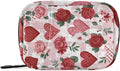 Rose Stripes Heart Pink Travel Pill Organizer Case Box Container Weekly Portable Vitamin Medicine Holder Storage Bag with Zipper Removable