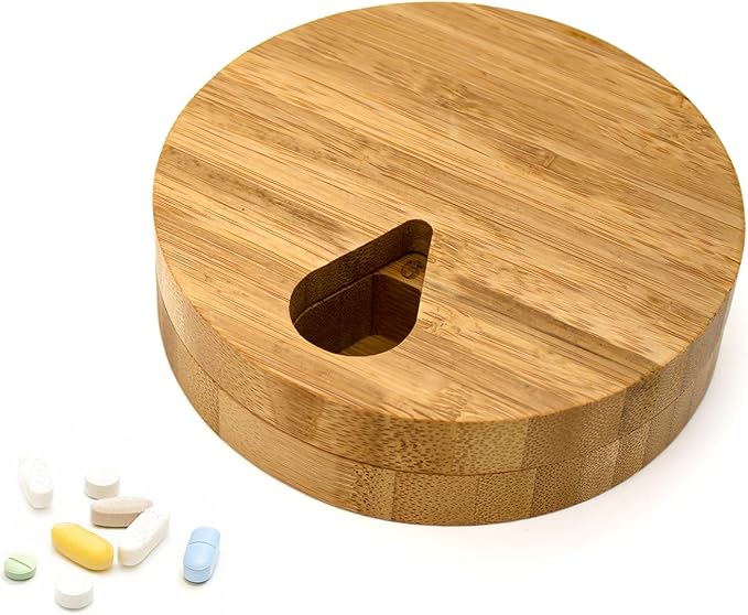 e-Pill Bamboo Pillbox Organizer for Tablets, Vitamins or Supplements