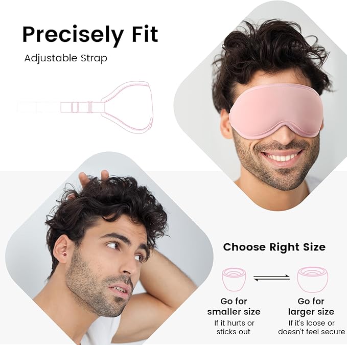 Audree Earplugs-Eye Mask for Sleeping - Complete Sleep Solution with Sleep Ear Plugs and 100% Light Blocking Eye Mask for Men and Women | Ideal for Travel, Napping, Gift, Meditation, Shift Work, Pink