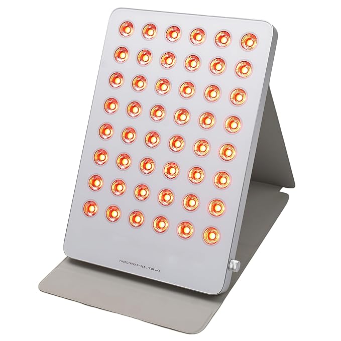 Red Light Therapy Panel for Face & Body - Portable 195 LED 4-in-1 Multi-Wave (415/590/660/850nm) Near Infrared Red Light Therapy Device with Protective Goggles, 10 Phototherapy Modes, Silver