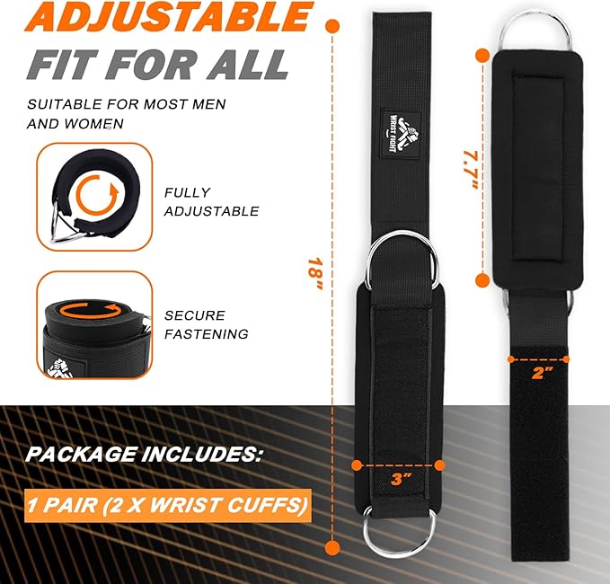 Wrist Cuffs with Dual D-Rings – Secure & Comfortable Support for Cable Machine Workouts, Lateral Raises, Arm Strength Training, and Triceps Exercises