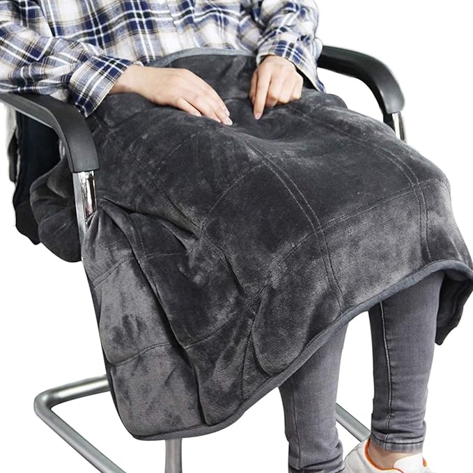 MAXTID Weighted Lap Blanket for Adults 8 Pounds Small Weighted Throw Blanket Travel Heavy Lap Pad Soft Velveteen Sofa Throw Blanket 39in x 23in 8 Lbs - Dark Grey, Machine Washable