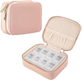 Weekly Pill Organizers, Portable Pill Case with Removable Pill Sorter, Travel Pill Organizer 7 Day,Leather Vitamin Box, Medicine Dispenser, Daily Pill Box Travel Case. (Pink)