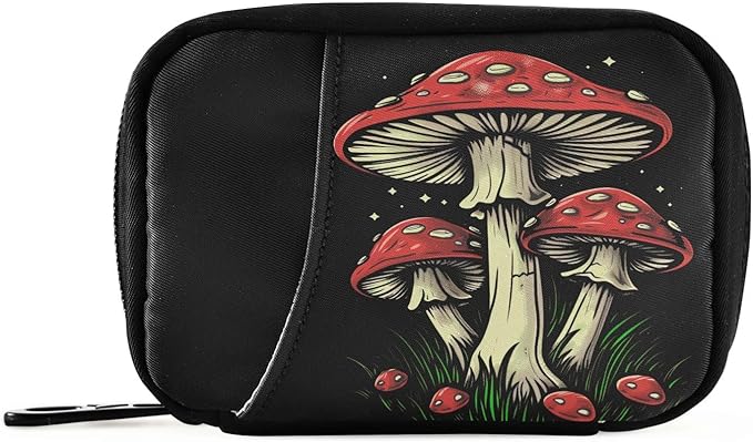 Mushroom Pill Box 7 Day Pill Case Travel Pill Organizer Bag Container for Medicine with Zipper Portable Weekly Case Compact Size for Medicine, Vitamin, Supplement