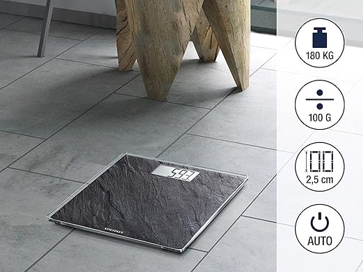 Soehnle Style Sense Compact 300, Compact Digital Weighing Scale, Bathroom Scale with Easy-to-Read LCD Display, Extra-Flat Body Weight Scale, Slate