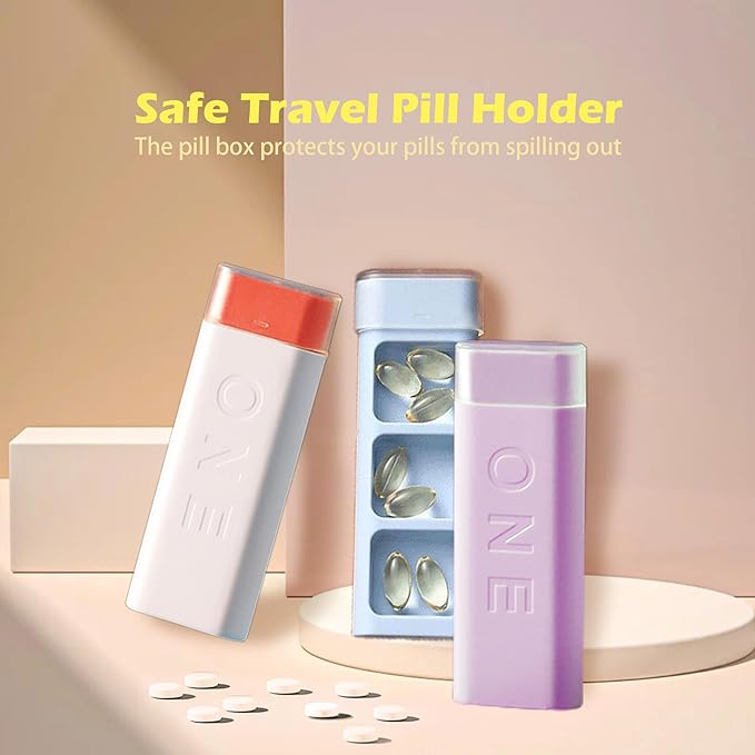 Hession Daily Pill Organizer Travel Pill Box Daily Portable Vitamin Case 3 Compartments Medicine Container BPA Free 1 Pack (Pink)