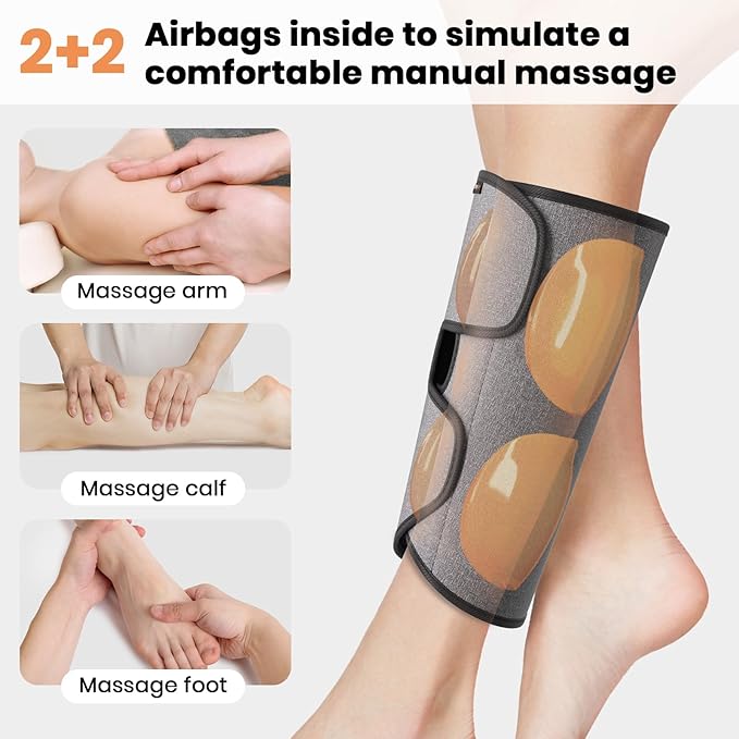 SHINE WELL Leg Compression Massager for Circulation and Pain Relief Fsa, Air Compression Calf Massager with 3 Modes 3 Intensities 2 Timing, for Restless Legs Syndrome Relief, Wellness Gift for Mom Dad