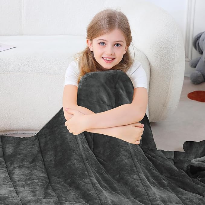 Aemicion Weighted Blanket for Adults (10lbs,48"x72",Dark Grey on Both Sides) Twin Size Sherpa Fleece Heavy Blanket for Sleeping Perfect for 80-110lbs,Machine Washable