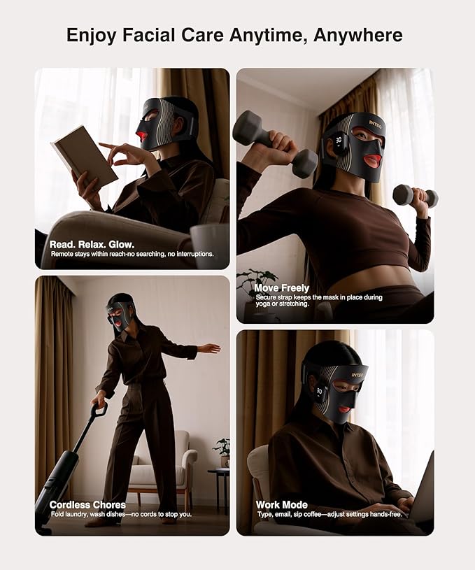 Red Light Therapy for Face 4 Modes, Breathable Red Light Therapy Mask with 4 Color Light Modes, 850NM Infrared LED Face Mask Light Therapy with Timer, Portable Led Mask for Home & Travel