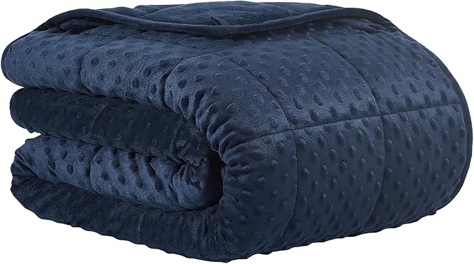 CuteKing Weighted Blanket - Weighted Blanket with Premium Glass Beads - Heavy Blanket Crystal Velvet for Comfort Sleep - Thick Blanket All Season (15lbs, 48"x72", Blue Bubble)