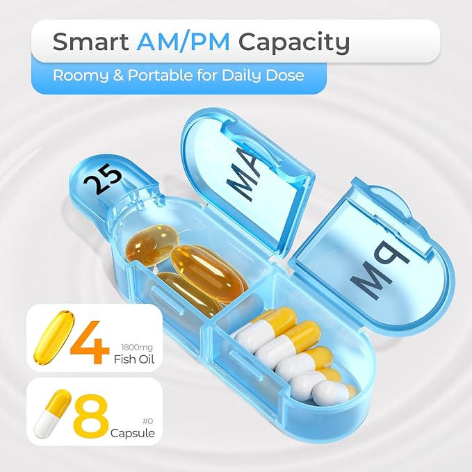 Monthly AM/PM Pill Organizer 2 Times a Day- Colorwing 2nd Gen 30/31-Day Pill Box with Secure Lids, BPA-Free & Sensor-Friendly Design | Large Compartments for Vitamins, Supplements, Medications
